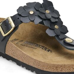 Birkenstock Teenslipper Gizeh Flower Embellishment Zwart Breed - 4066648075394
