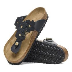 Birkenstock Teenslipper Gizeh Flower Embellishment Zwart Breed - 4066648075394