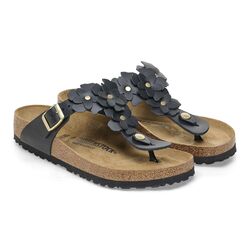 Birkenstock Teenslipper Gizeh Flower Embellishment Zwart Breed - 4066648075394