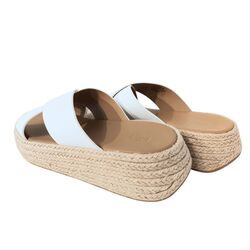 Fitflop Slipper F-Mode Espadrille Leather Flatform Cross Slides Wit - 197533490085