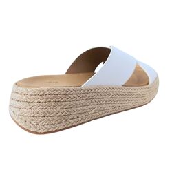 Fitflop Slipper F-Mode Espadrille Leather Flatform Cross Slides Wit - 197533490085
