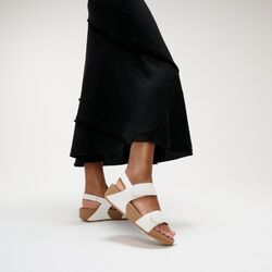 Fitflop Sandaal Lulu Adjustable Leather Black-Strap Sandals Urban White - 197533666237