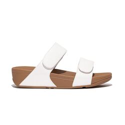 Fitflop Slipper Lulu Adjustable Leather Slides Urban White - 197533665414