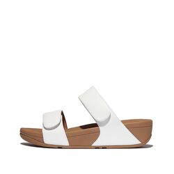 Fitflop Slipper Lulu Adjustable Leather Slides Urban White - 197533665476