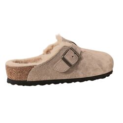Birkenstock Slipper Boston VL Shearling 1028289 Taupe Suede Normaal - 4066648675068