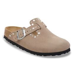 Birkenstock Slipper Boston Rivet Border 1030418 Taupe Suede Smal - 4067707382194