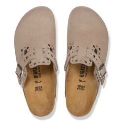 Birkenstock Slipper Boston Rivet Border 1030418 Taupe Suede Smal - 4067707382194