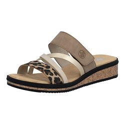 Rieker Slipper V3652-62 Beige Combi Zacht Voetbed - 4061811875948