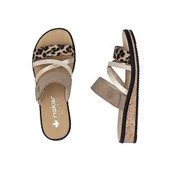 Rieker Slipper V3652-62 Beige Combi Zacht Voetbed - 4061811875917