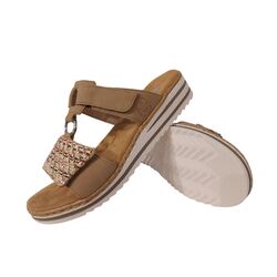 Rieker Slipper V06P9-60 Beige Zacht Voetbed - 4066707993553