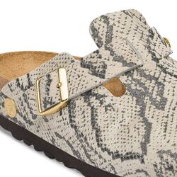 Birkenstock Slipper Boston Rivet Logo 1033086 Snake Oyster Smal - 4067708248086