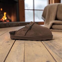 Adventure Shoes Pantoffel Oulu Brown Suede 100% Australische Merinowol - 8785342100145