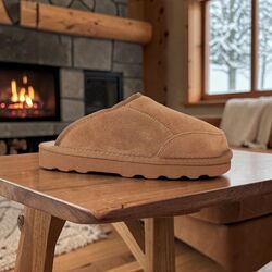 Adventure Shoes Pantoffel Tampere Brown Suede 100% Australische Merinowol - 8785342100244