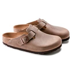 Birkenstock Slipper Boston 1019484 Tabacco Brown Nubuck Smal - 4061416495206