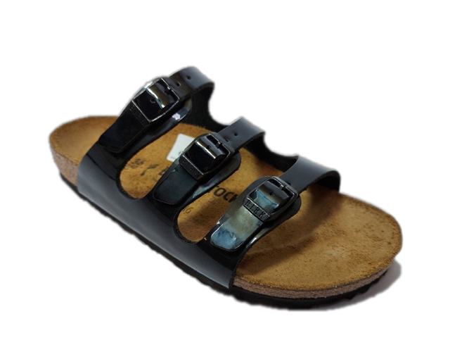 Birkenstock Florida Slippers Smal Zwart Lak 154423 - Van Driel Schoenen