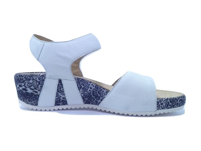 Durea bv wit print leer sandaal online kopen.