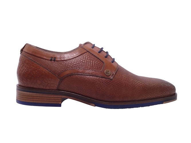 Nette Lederlook Heren Veterschoen Cognac - Black-Leo.nl
